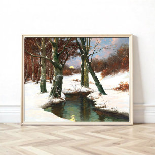 Impression Photo Paysage hivernal avec lune montante 