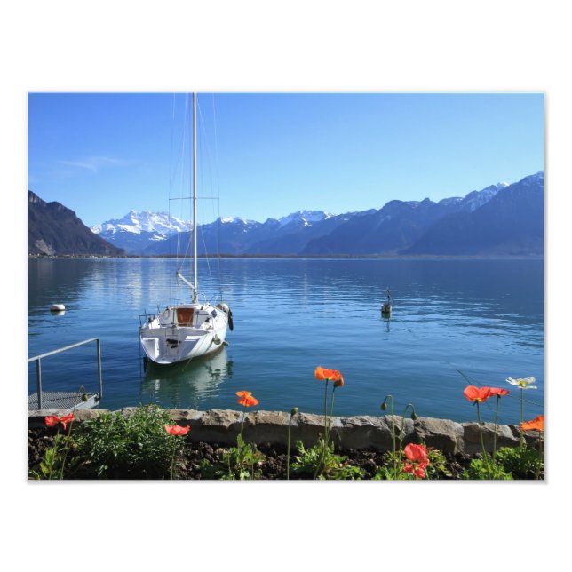 Impression Photo Paysage lacustre de Genève, Montreux, Suisse (Devant)