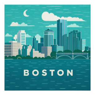 Impression Photo Paysage nocturne de la ville du Massachusetts   Vi