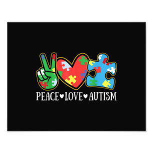 Impression Photo Peace Love Autism Puzzle Sensibilisation sur l'aut