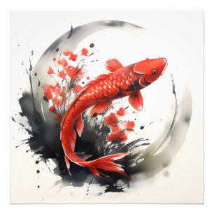 Impression Photo Peinture à l'encre de poisson rouge