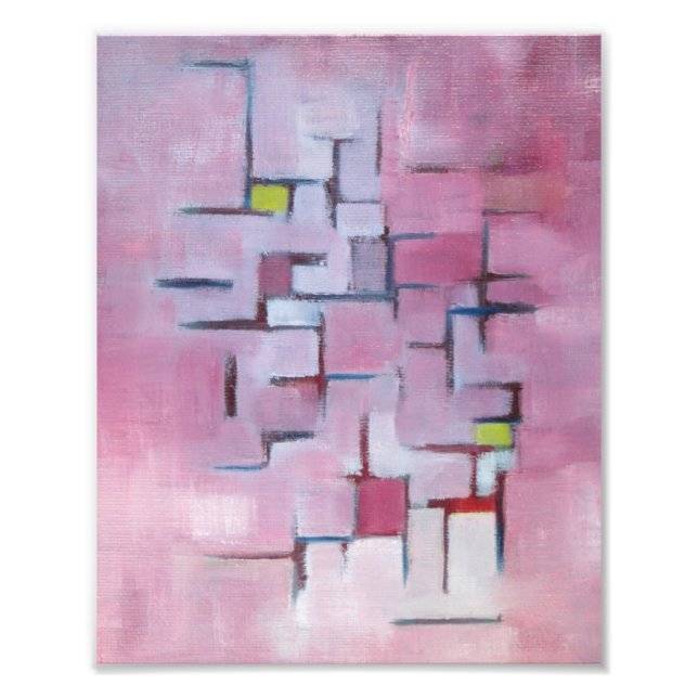 Impression Photo Peinture à l'huile d'art rose Abstrait géométrique (Devant)