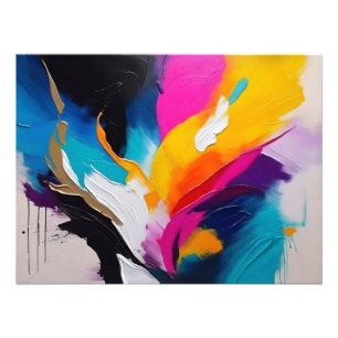 Impression Photo Peinture Abstraite dynamique à l'huile, pinceaux é