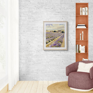 Impression Photo Peinture aquarelle de champ de lavande