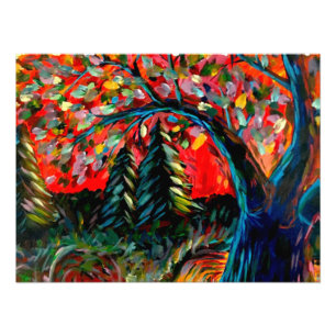 Impression Photo Peinture Colorée Sur Arbre Et Rivière