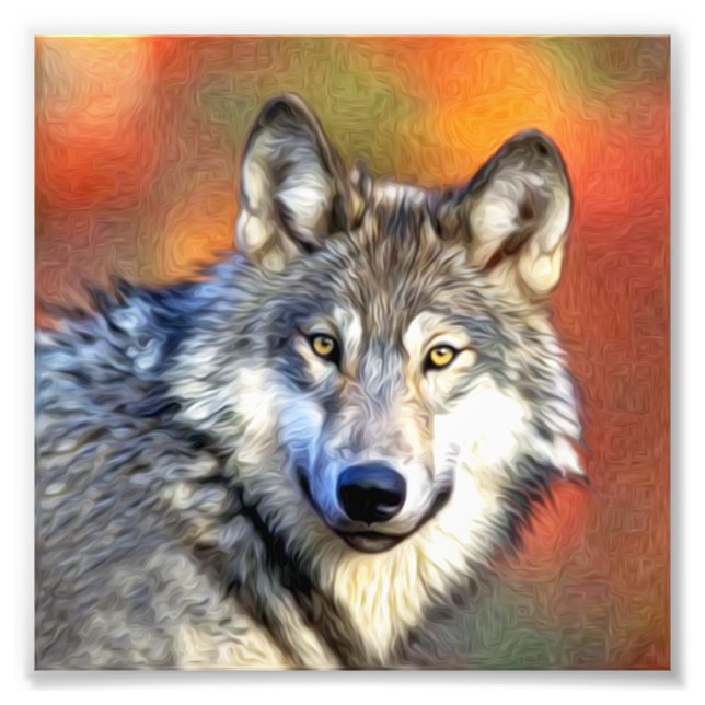 Impression Photo Peinture d'art Wolf (Devant)