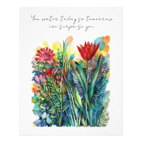 Peinture florale à l'aquarelle avec citation