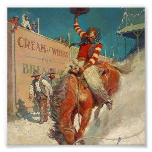 Impression Photo Peinture occidentale de N C Wyeth «Le Rodéo»