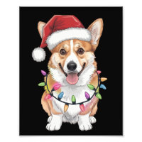 Pembroke Welsh Corgi Père Noël Lumières de l'arbre