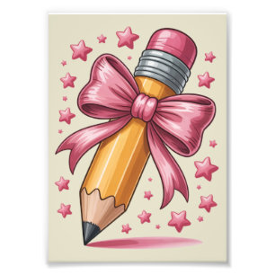 Impression Photo Pencil Coquette Bow Enseignant Appréciation School