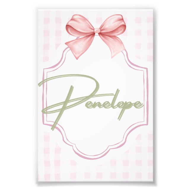 Impression Photo Penelope personnalisée Baby Girl En vichy (Devant)