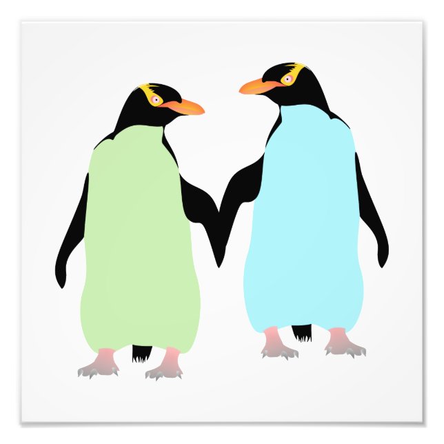 Impression Photo Penguins gay pride tenant les mains (Devant)