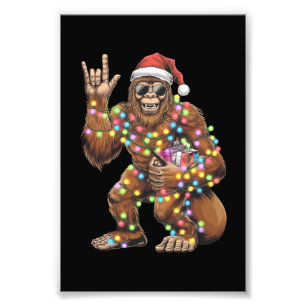 Impression Photo Père Noël Bigfoot lumières de Noël Rock amusant