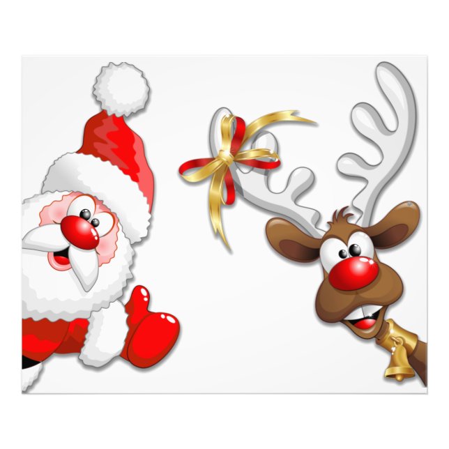 Impression Photo Père Noël et Reindeer Joyeux Noël Joyeux dessin an (Devant)