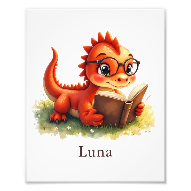 Impression Photo Personalize Baby Dragon Art Print Custom Kids Room (Devant)