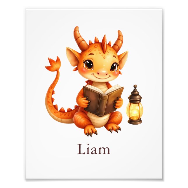 Impression Photo Personalized Dragon Art Print Custom Nursery Kids  (Devant)