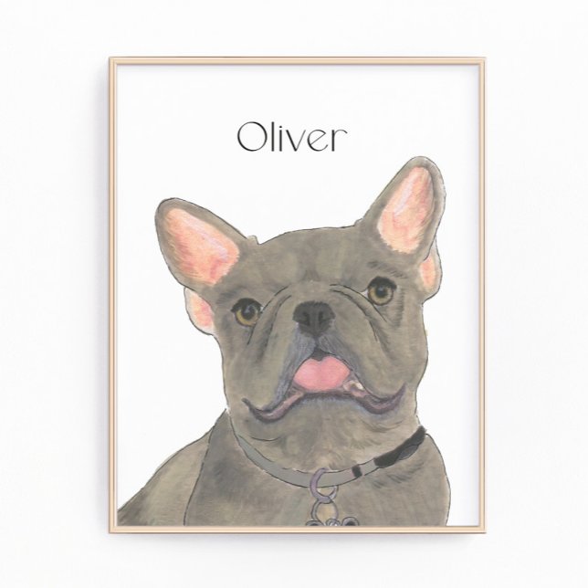 Impression Photo Personnalisé Blue Grey Français Bulldog Art França (Créateur téléchargé)