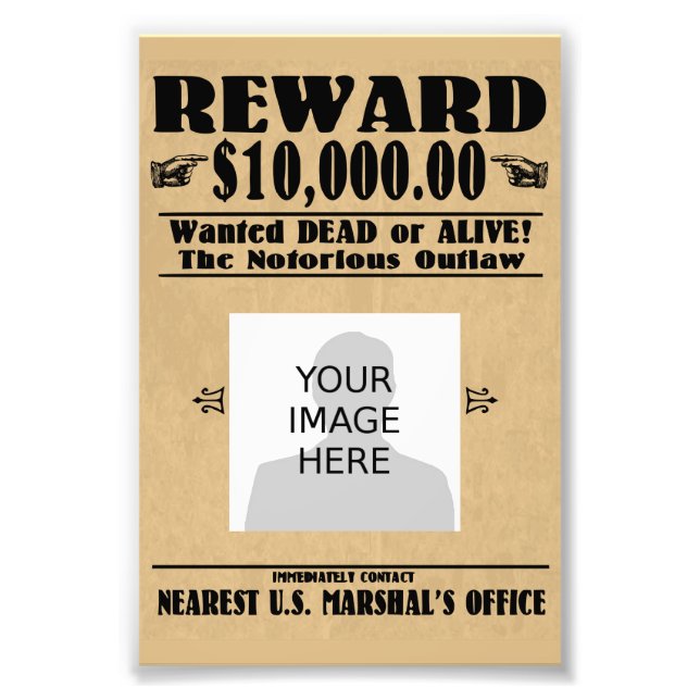 Impression Photo Personnalisé Recherché mort ou vivant (Devant)