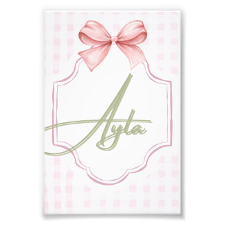 Impression Photo Personnalisée Ayla Baby Girl Nursery Bow&En vichy