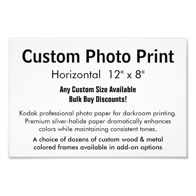 Impression photo personnalisée - Horizontal 12" x  (Devant)