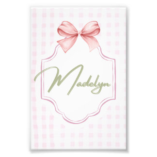 Impression Photo Personnalisée Madeline Baby Girl Nursery BowGingha