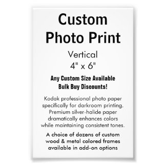 Impression photo personnalisée - Vertical 4" x 6"