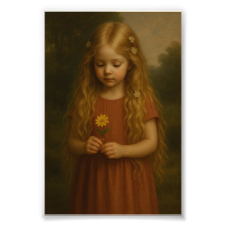 Impression Photo Petite Fille avec Fleur de Marguerite