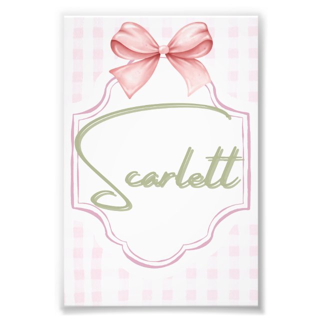 Impression Photo Petite fille Scarlett personnalisée En vichy (Devant)