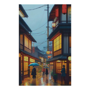 Impression Photo Petite route japonaise pluvieuse