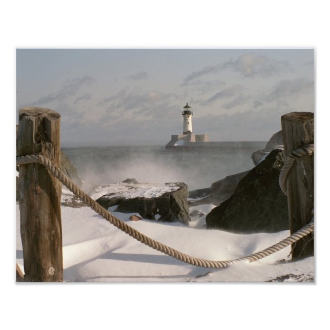 Impression Photo Phare de Canal Park en hiver (Devant)