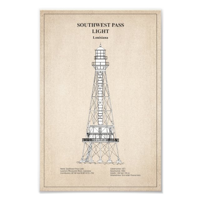 Impression Photo Phare de Southwest Pass - Louisiana - SBD (Devant)