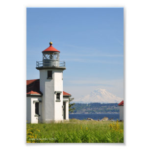 Impression Photo Phare Robinson 5X7 avec Mont Rainier