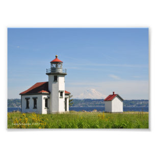 Impression Photo Phare Robinson 5X7 avec Mont Rainier