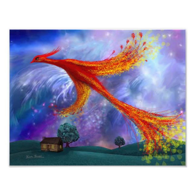 Impression Photo Phoenix volant à la nuit (Devant)