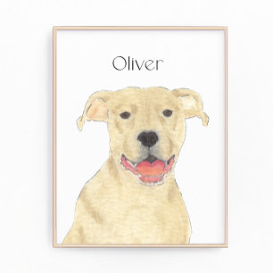 Impression Photo Pièce Personalisée Tan Pitbull Staffy Dog Art