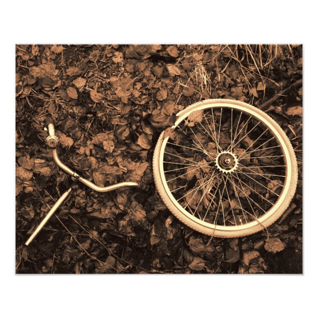 Impression Photo Pièces de bicyclette avec feuilles d'automne (Devant)