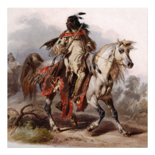 Impression Photo Pieds-Noirs Indien sur le cheval arabe pourchassé