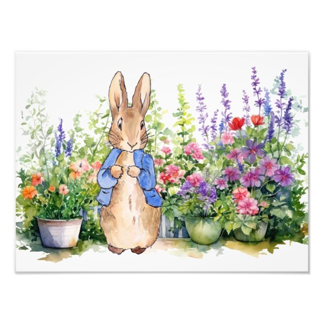 Impression Photo Pierre le lapin dans son jardin (Devant)