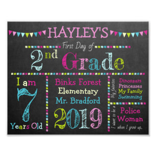 Impression Photo Pink Back to School Chalkboard Sign - Imprimable