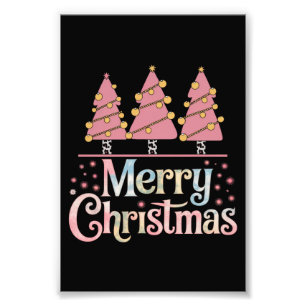 Impression Photo Pink Tree Noël Fête Fille d'hiver