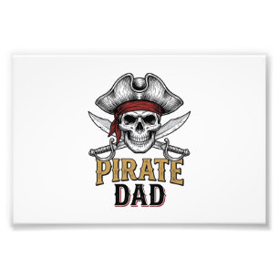 Impression Photo Pirate Papa Crâne Épée Vintage Gravure T-Shirt_1