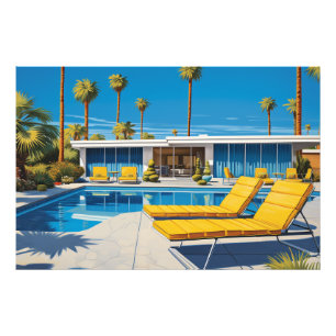 Impression Photo Piscine moderne du milieu du siècle