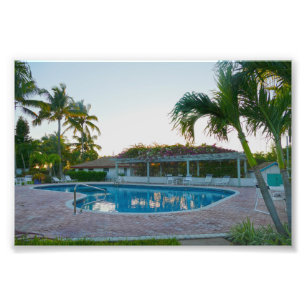 Impression Photo Piscine tropicale au coucher du soleil, Bahamas