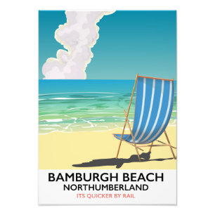 Impression Photo Plage de Bamburgh Northumberland affiche de train