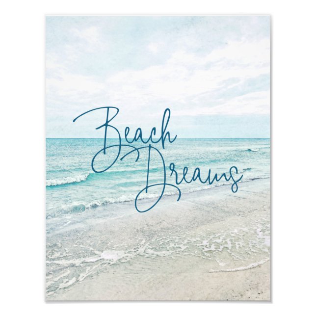 Impression Photo Plage Dreams Citation Inspiration Rétro Ocean Wave (Devant)