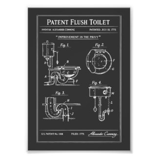 Impression Photo Plan de toilettes breveté à chasse d'eau