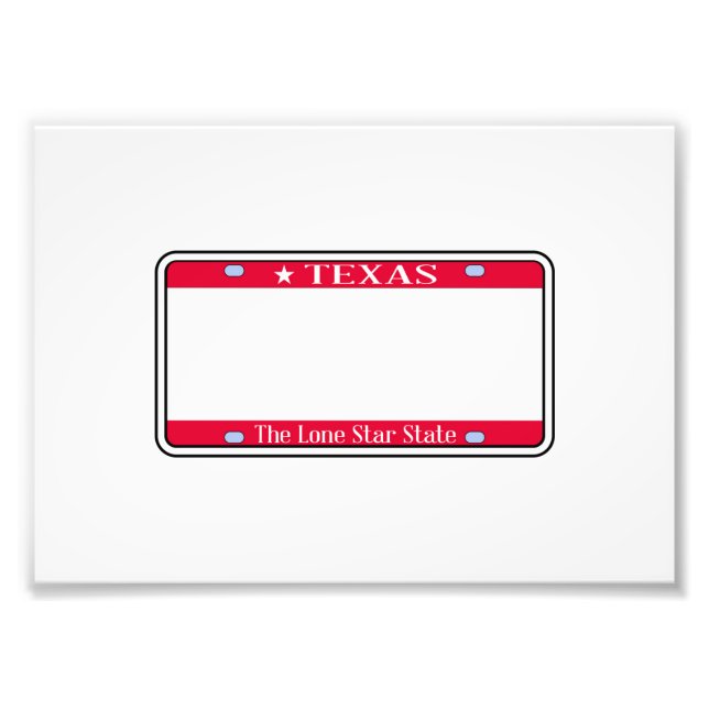Impression Photo Plaque de licence d'état du Texas vierge (Devant)