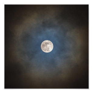 Impression Photo Pleine lune avec Halo Bleu