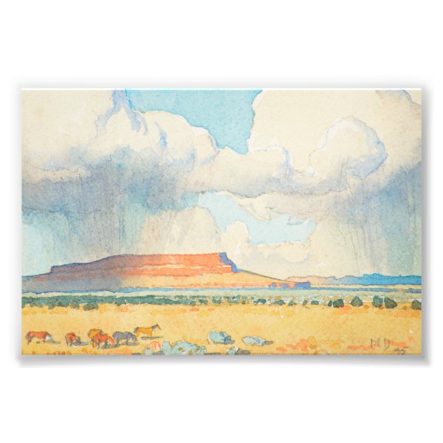 Impression Photo Pluie sur la Mesa par Maynard Dixon (Devant)