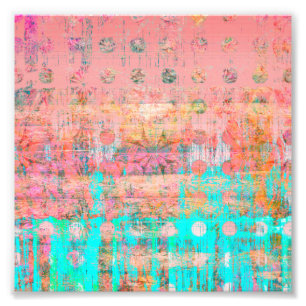 Impression Photo Poche et turquoise Patiné Paint Polka Dot